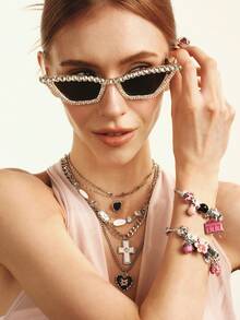 Popjeli DIY Summer Bb Pink Bracelet, Bear/Flower/Cross/Fashion - Pink - View 7
