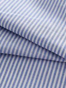 SWAVVY Men's Casual Woven Striped Patchwork Waistband Relaxed Fit Straight Leg Pants, School, Fall - Baby Blue - View 6
