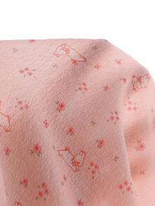 Piyama Anak Perempuan Remaja Nyaman, Modis, Motif Bunga Kecil, Elegan, 2 Potong Set Pakaian Santai - Baby Pink - View 5