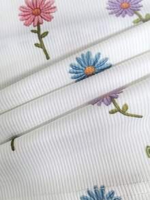 Resyla 女款花卉刺繡圖案格紋拼接配色休閒百搭日常出遊掛脖綁帶上衣 - 彩色 - 查看 4