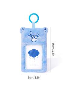SHEIN X Care Bears 1 Túi đựng thẻ hình gấu xanh dễ thương, hình tai 3D, thích hợp để đựng các loại thẻ nhỏ như thẻ sinh viên, thẻ công ty, thẻ học sinh, thẻ giao thông, v.v., thiết kế cửa sổ PVC trong suốt, có thể treo lên túi xách. - Mã trung bình - Xem 3