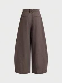 SWAVVY Men's Spring/Summer Fashion Loose Wide Leg Pants With Airplane Buckle - Coffee Brown - View 4