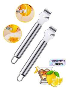 1pc Stainless Steel Lemon Zester, Orange Peeler, Citrus Peel Cutter, Kitchen Gadget, Bar Accessory, Kitchen Tool - Silver - View 1