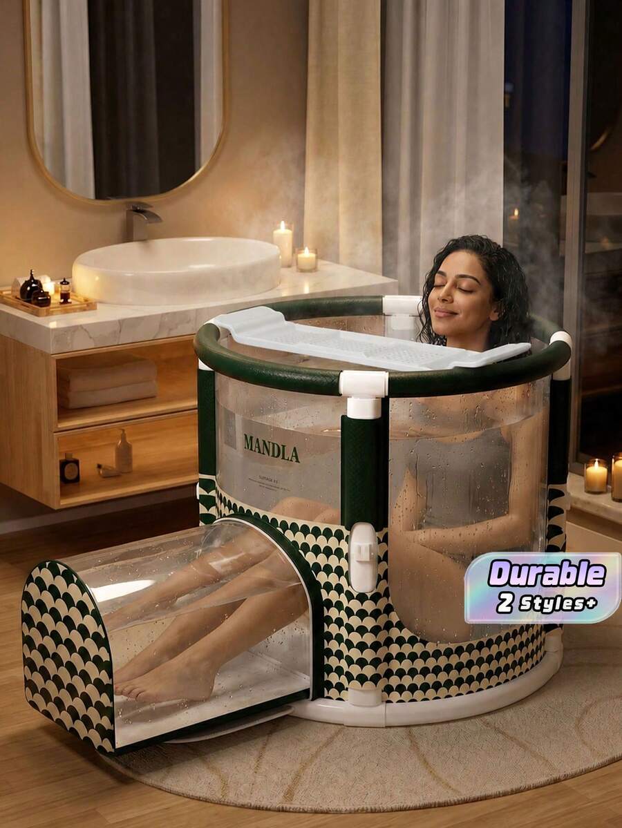 1 Folding Portable Bathtub For Adults, Large-Capacity Full-Body Soaking Tub With Support Frame, Space-Saving Home Spa Bath Bucket, Opens In 5 Seconds And Easy To Install - A - View 1