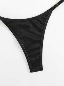 SHEIN Swim Bottom de bikini de unicolor y sexy para mujeres en verano - Negro - Ver 4