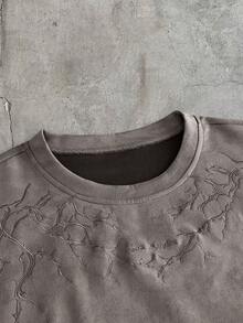 CalleClaro 男士夏季休閒刺繡短袖T恤 - 灰色 - 查看 3