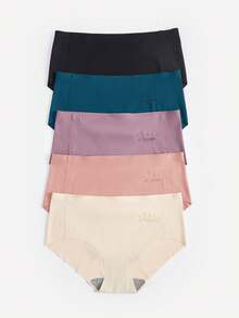 Bralution 5pcs/Pack Seamless Solid Color Comfortable Underwear - Multicolor - View 9