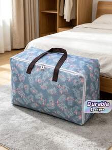 1pc Large Capacity Oxford Cloth Storage Bag, Multi-Use For Clothes And Bedding. Lightweight Zipper Handbag For Moving, Perfect For Organizing Quilts. Great For Home, Bedroom, Autumn And Festival Decoration. - Flamingo - View 1