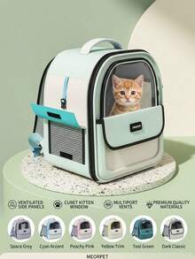 PETSIN 宠物背包，大型猫狗旅行背包，透明胶囊设计宠物包，猫狗用品，透气便携手提包，旅行包，圣诞节和情人节礼物 - 彩色 - 查看 1