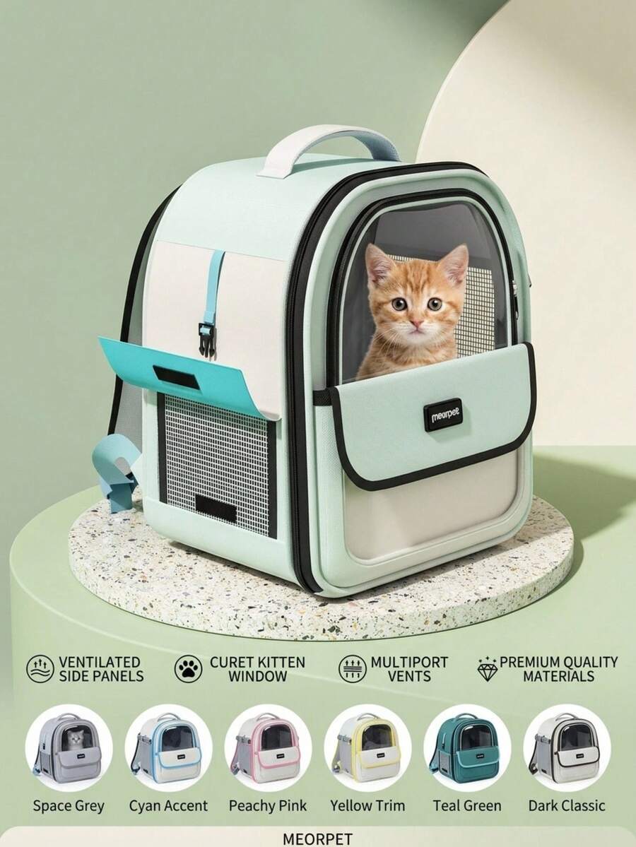 PETSIN 宠物背包,大型猫狗旅行背包,透明胶囊设计宠物包,猫狗用品,透气便携手提包,旅行包,圣诞节和情人节礼物 - 彩色 - 查看 1