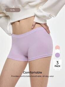Bralution 3pcs/Pack Multicolor High Stretch Comfortable Minimalist Women Briefs For Daily Wear - Multicolor - View 4