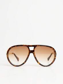 MUSERA Tortoiseshell Frame Aviator Glasses
Retro Tortoiseshell Pattern Pilot Mirror, Large Frame Gradient Brown Fashion, Daily Travel - Amber - View 5