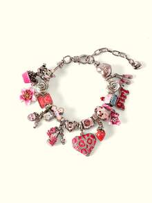 Popjeli DIY Summer Bb Pink Bracelet, Bear/Flower/Cross/Fashion - Pink - View 8