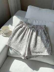 SHEIN Shorts informales con cordón y estampado de leopardo para niñas preadolescentes - Albaricoque - Ver 4
