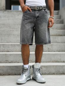 Manfinity EMRG American Hip-Hop Bag-In-Bag Design Unisex Denim Shorts - Black - View 3