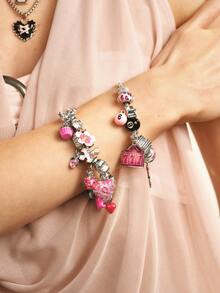 Popjeli DIY Summer Bb Pink Bracelet, Bear/Flower/Cross/Fashion - Pink - View 9