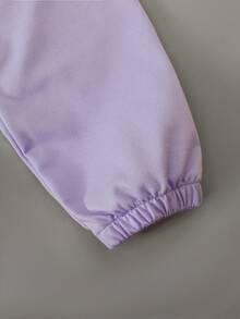 SHEIN 女童 3 件套 透氣網布上衣、白色字母印花背心與長款運動長褲，休閒時尚運動風，秋冬款 - 紫色 - 查看 4