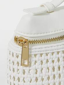 MOTF LADIES' FASHIONABLE AND ELEGANT WHITE WOVEN HANDBAG, EXQUISITE AND SIMPLE BOX BAG, SMALL AND LIGHTWEIGHT, SUITABLE FOR DAILY COMMUTING, DATING AND SHOPPING, SUMMER VACATION, PARTY - White hollow - View 6