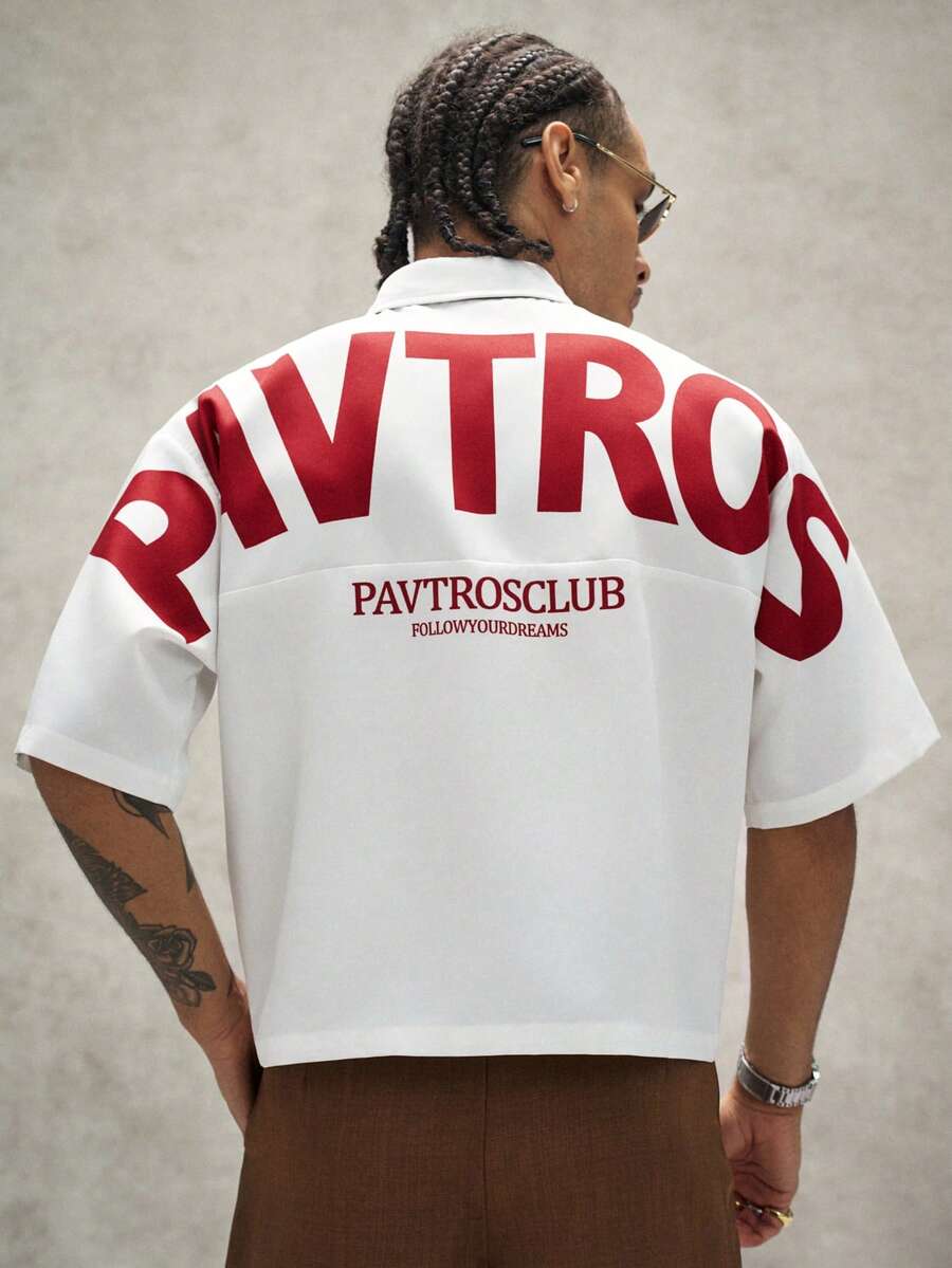 PAVTROS 男士街頭風 INS 熱門時尚配色大字母圖案短袖襯衫，夏季度假風，街頭穿搭，I Love My Boyfriend 圖案設計，寬鬆版型，男友禮物，情人節禮物