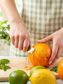1pc Stainless Steel Lemon Zester, Orange Peeler, Citrus Peel Cutter, Kitchen Gadget, Bar Accessory, Kitchen Tool - Silver - View 7