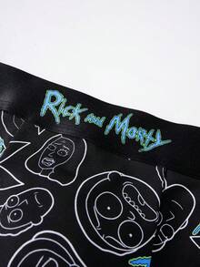 Rick and Morty X SHEIN Men's Letter Print Colorblock Casual Daily Boxer Briefs - Black - View 5