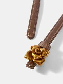 MOTF PREMIUM Cinturón con hebilla de botón en forma de rosa en oro rosa - Oro rosa - Ver 5