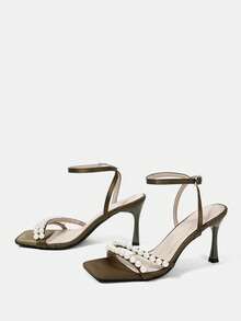 CUCCOO HITCHD Women's Pearl Slim Sandals, Elegant Casual And Comfortable Style, Worn In Work And Formal Occasions, Sandals Are Suitable For Dates And Parties - Green. - View 3