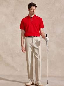 Courvante Men's Short-Sleeved Polo Shirt In Color Block Design, Red Summer, Men - Red - View 2