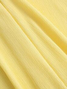 Sweetra Damen Frühling/Sommer Gelbes Urlaubsstil strukturiertes Spaghetti-Träger-Top & bequeme vielseitige lässige drapierte gerade Bein weite Hose 2-teiliges Set - Gelb - Übersicht 6