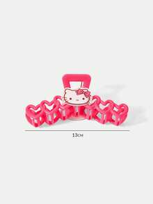 HELLO KITTY AND FRIENDS | SHEIN 1件裝 Sanrio Hello Kitty 玫瑰紅卡通可愛愛心後腦髮夾抓夾 - 玫瑰紅 - 查看 6