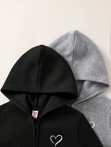 女童純色連帽寬鬆休閒衛衣 秋冬款 度假風 學院風 - 淺灰色 - 查看 4