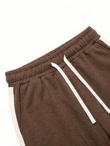STEELVANCE Men's Drawstring Waist Colorblock Casual Versatile Daily Wear Sweatpants - Coffee Brown - View 4