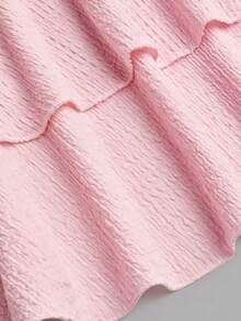 Sweetra Vestido mini elegante sin tirantes con textura de capas tipo pastel para mujer talla grande - Rosa - Ver 5