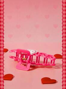 HELLO KITTY AND FRIENDS | SHEIN 1件裝 Sanrio Hello Kitty 玫瑰紅卡通可愛愛心後腦髮夾抓夾 - 玫瑰紅 - 查看 5