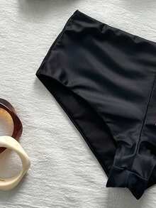 SHEIN Swim 心形領口波點冰絲印花柔軟面料扭轉杯可愛比基尼兩件式泳衣 - 彩色 - 查看 9