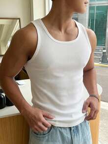 DAZY 男士素色休閒百搭日常穿著上衣 夏季款 - 白色 - 查看 5