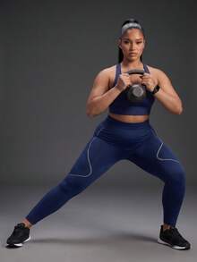 Powerista Women's Plus Size High Waist Seamless Sports Leggings - Navy Blue - View 9