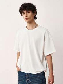TOKVUE Men's Summer Deconstructed Raglan Sleeve Solid Color Design Loose Casual Versatile Refined Commute Short Sleeve T-Shirt Top - White - View 5