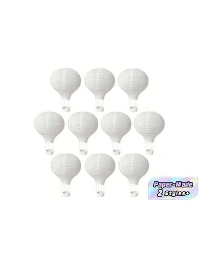6/10PCS White Hot Air Balloon Paper Lanterns, Unique And Special Home Decor Lighting, Home Game, Wedding Birthday Anniversary Engagement Decoration