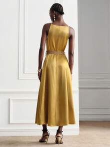 Aveloria Modichic Elegantes, bequemes, modisches französisches Vintage-Pendler-Vielseitigkeits-Damen-Spaghettiträger-Kleid - Gelb - Übersicht 3
