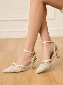 CUCCOO HITCHD Women's Pointed Toe Buckle Design Daily Versatile Fashion High Heels - Champagne - View 5
