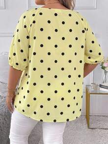 SHEIN CURVE+ 大尺碼休閒 1950年代復古 90年代 1920年代度假風拼色黃色襯衫，2026秋冬 22W - 彩色 - 查看 3