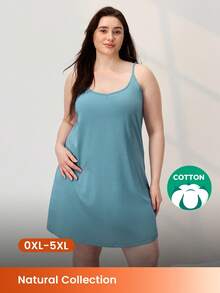 LUVLETTE Women's Plus Size Blue Sexy Soft 100% Pure Cotton Short Cami Nightdress Cotton Pajamas Summer Dresses For Women - Green - View 1