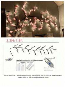 شجرة الكرز الوردية 96/144 LED، إضاءة من الخيزران، تعمل بالطاقة عبر USB للديكور الداخلي والخارجي، فروع ناعمة وقابلة للثني، 8 أوضاع إضاءة، مناسبة لديكور الغرف، ديكور الزفاف، ديكور الخريف، إضاءة أجواء الحفلات، عيد الحب، هدايا عيد الميلاد، حفلات التخرج ومناسبات أخرى - وردي فاتح. - مشاهدة 16