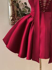 Lovelzi Gaun Tanpa Lengan Satin Burgundy Elegan Ukuran Plus, Cocok untuk Pesta Lajang, Prom, Pernikahan, Musim Wisuda, Liburan, dan Acara Prom. - Red Violet - View 1