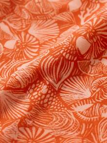 Sweetra CURVE Burnt Orange Summer Boho Beach Wedding Holiday Elegant Printed One-Piece Swimsuit,Adjustable Straps,Cute Bow Accent, Hollow-Out Back,2026 New Vacation - Multicolor - View 5