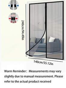 AIYYIPA 1pc Magnetic Mosquito Net Door Curtain, Summer Upgrade Windproof Screen, No Drilling Required, Mesh Curtain - Anti-Insect & Ventilation, Classic Design, Suitable For Bedroom, Living Room, RV Door And Windows, Includes Sticky Tape! - multicolor - View 16