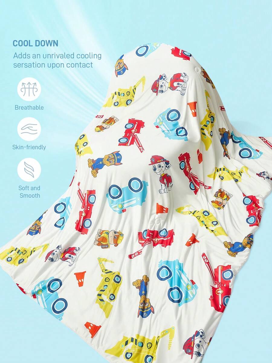 SHEIN | PAW Patrol 1件裝 數位印花定位絎縫 柔軟涼感卡通夏季絎縫被 - 藍色 - 查看 1