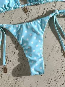 Swim Vcay Springbreak 女款夏季隨機印花細肩帶金屬裝飾復古兩件式比基尼套裝 - 彩色 - 查看 5