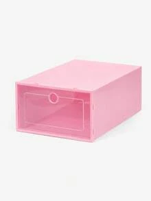 Transparent PP Plastic Shoe Storage Boxes, Flip Drawer Design Dustproof Moisture Proof Shoe Organizer Containers, Small Stackable Shoe Case In Pink For Closet & Entryway Storage - View 8